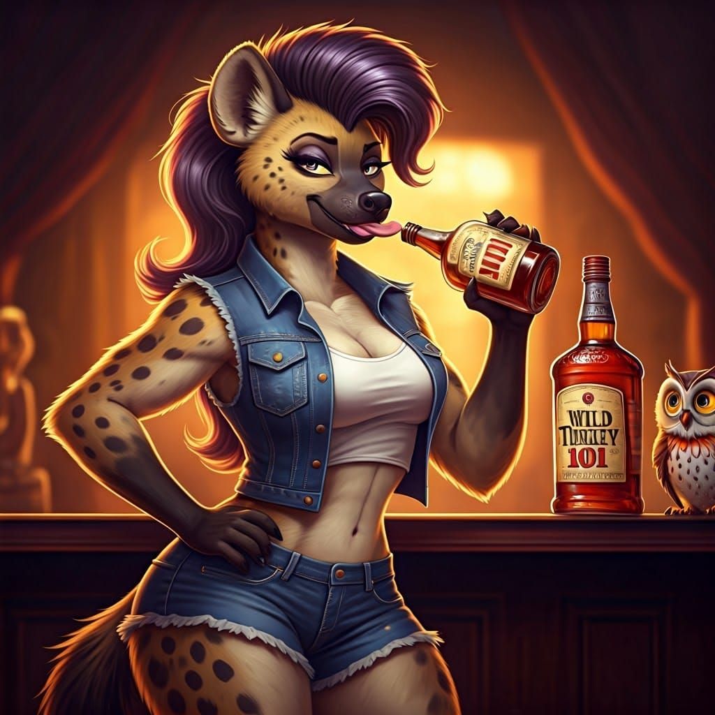 Sultry She-Hyena Goddess in Denim Delight