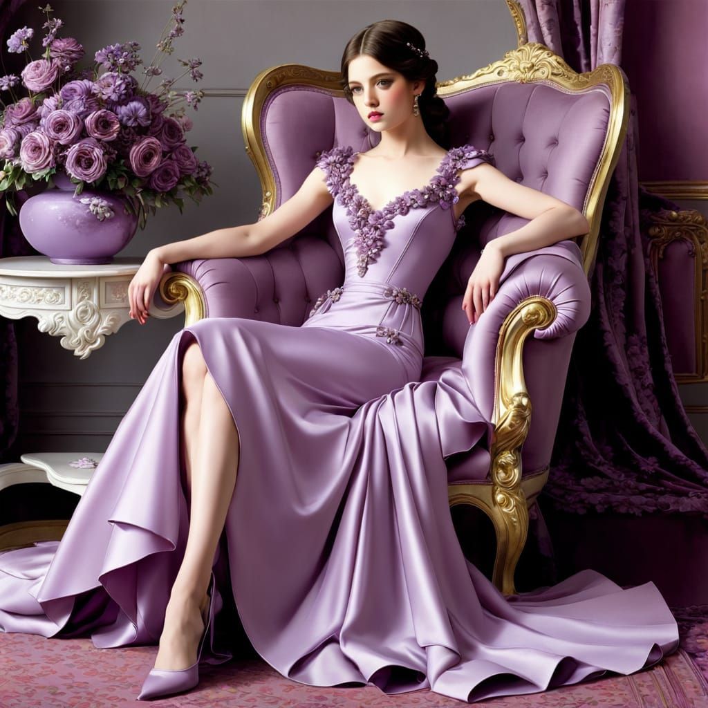 Mauve Purple Elegance in Victorian Style