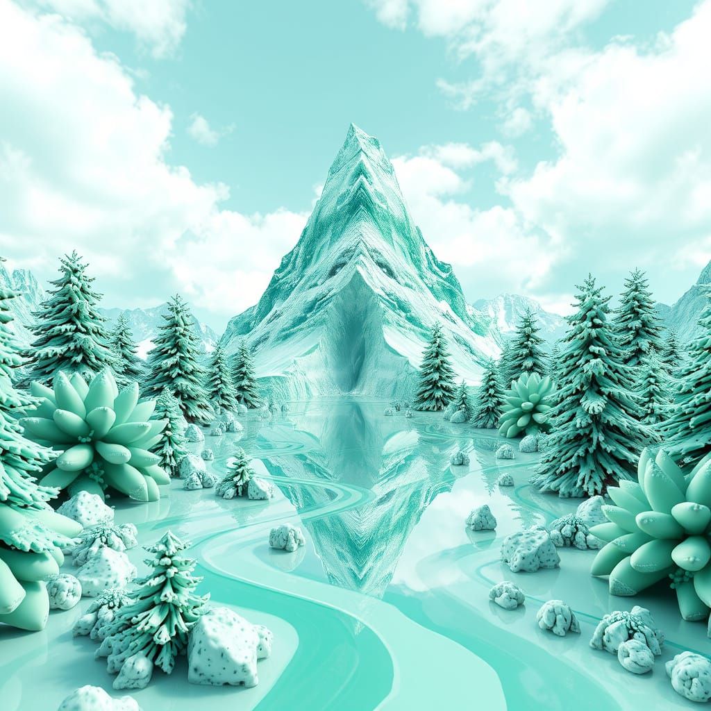 Mint Matterhorn Reflected in Infinite Mirror: Digital Art