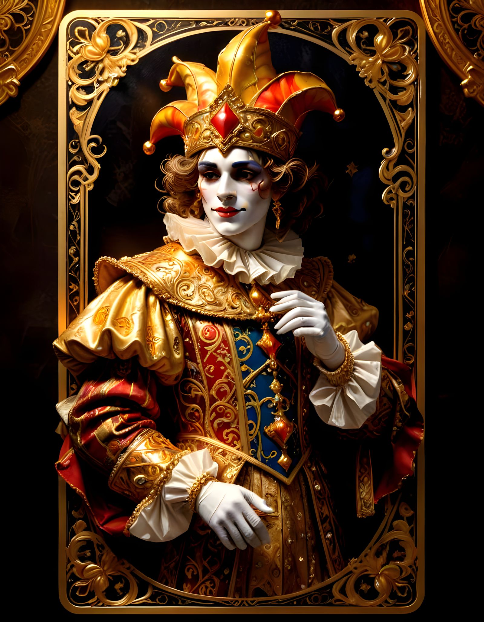 Regal Jester Playing Card with Gold Etching