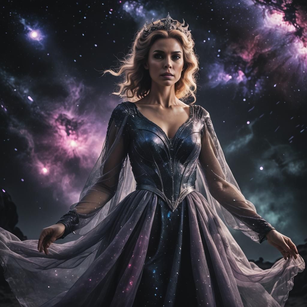 Galactic Ghost Queen in Dark Galaxy Setting