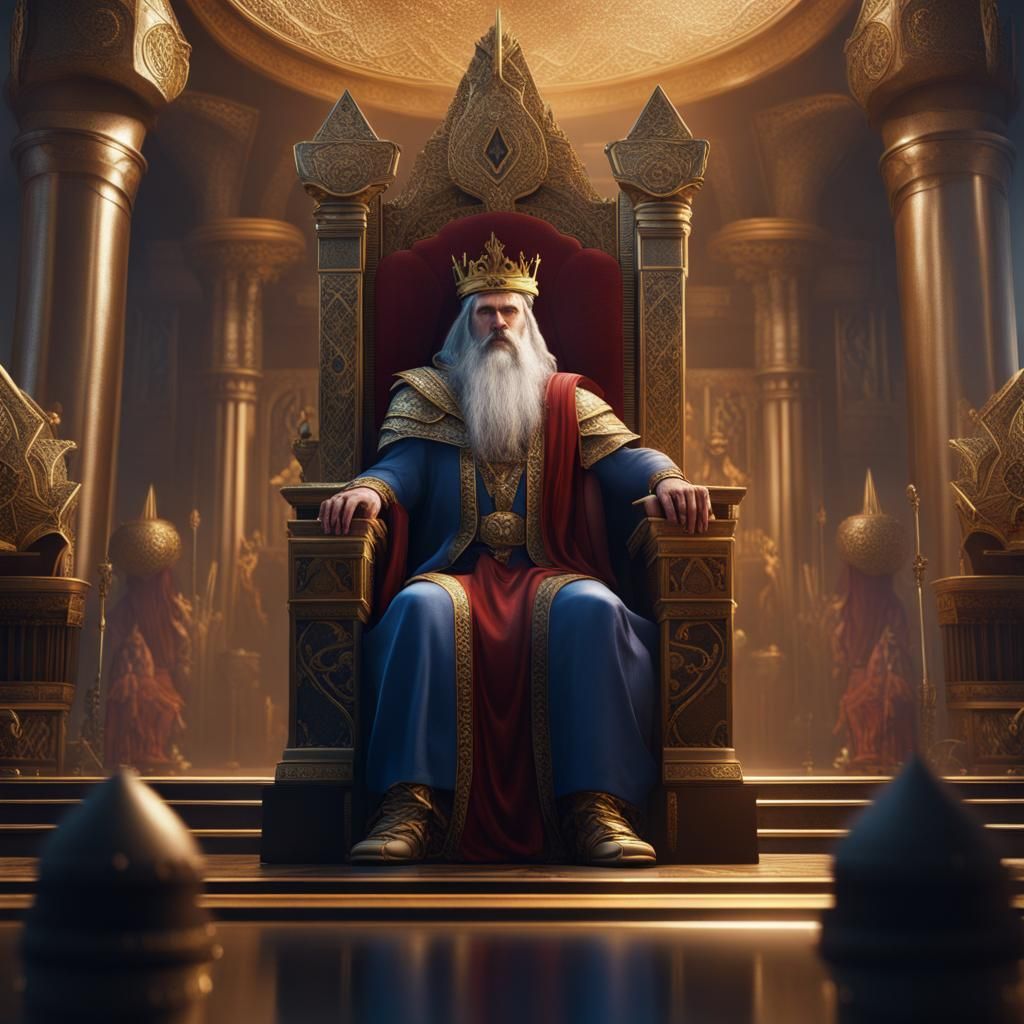 King Solomon on the Throne: Detailed Matte Painting