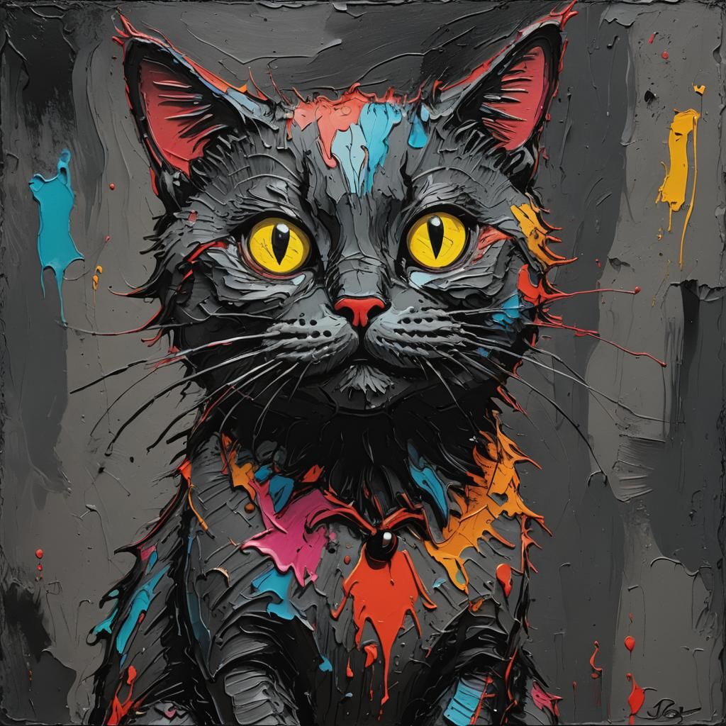 Dr. Seuss Cat in Neo-Expressionist Style