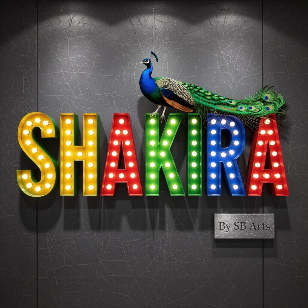 3D Marquee Sign Featuring Shakira and Peacock