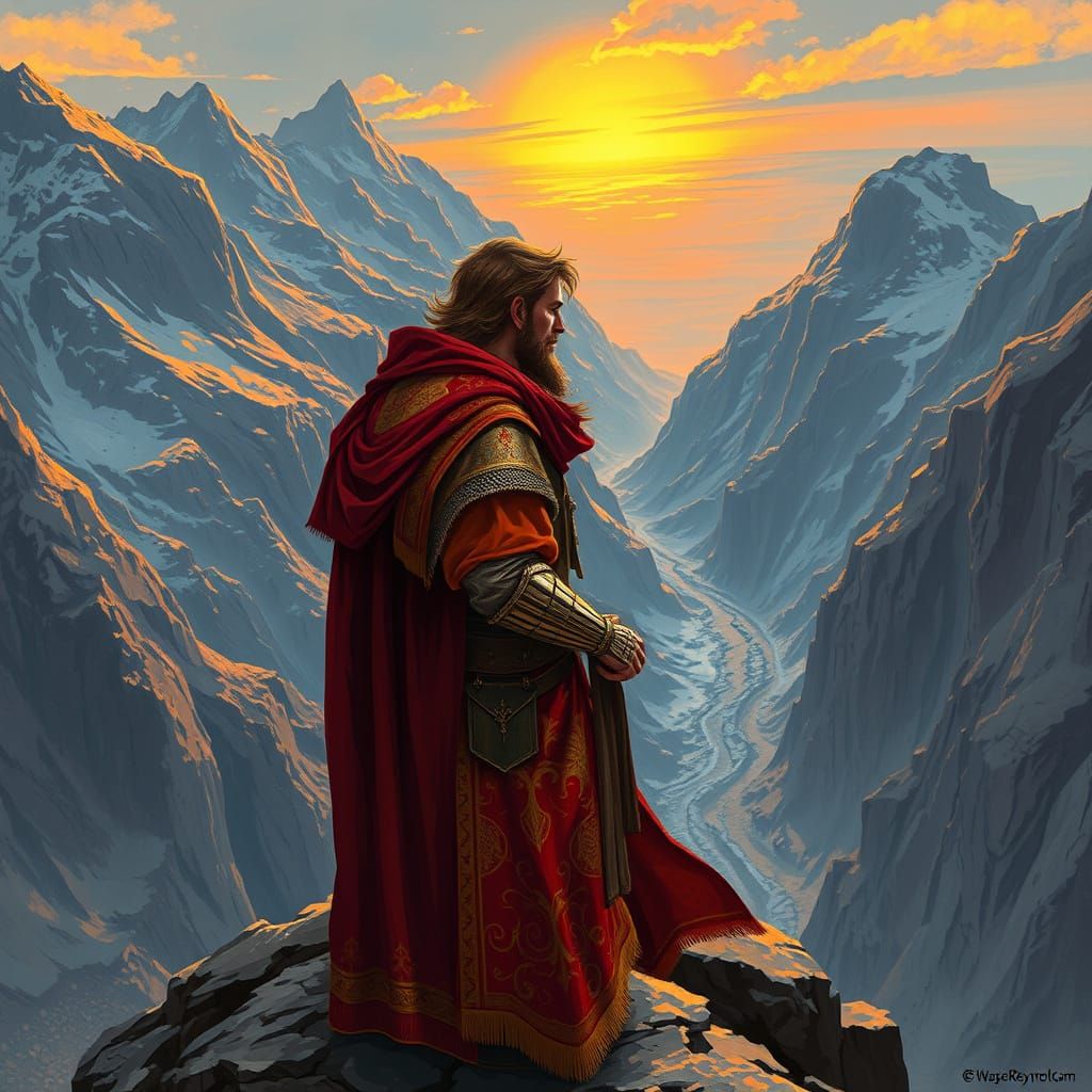 Determined Forge Domain Cleric Watches Over Mountain Pass