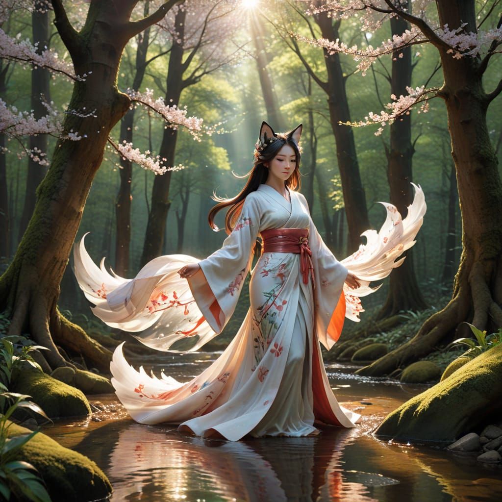 Ethereal Kitsune Goddess of Japanese Forest
