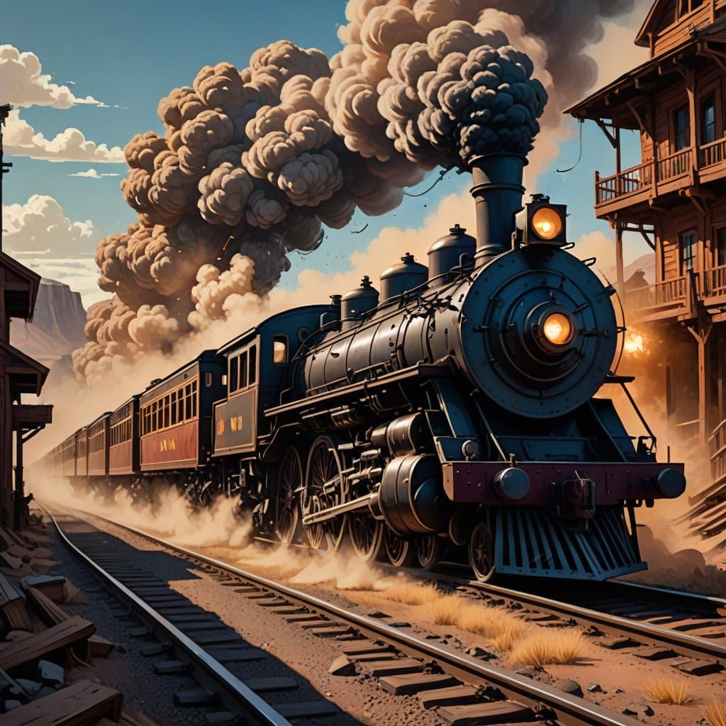 Cowboys Battle a Steam-Powered Train in the Old West