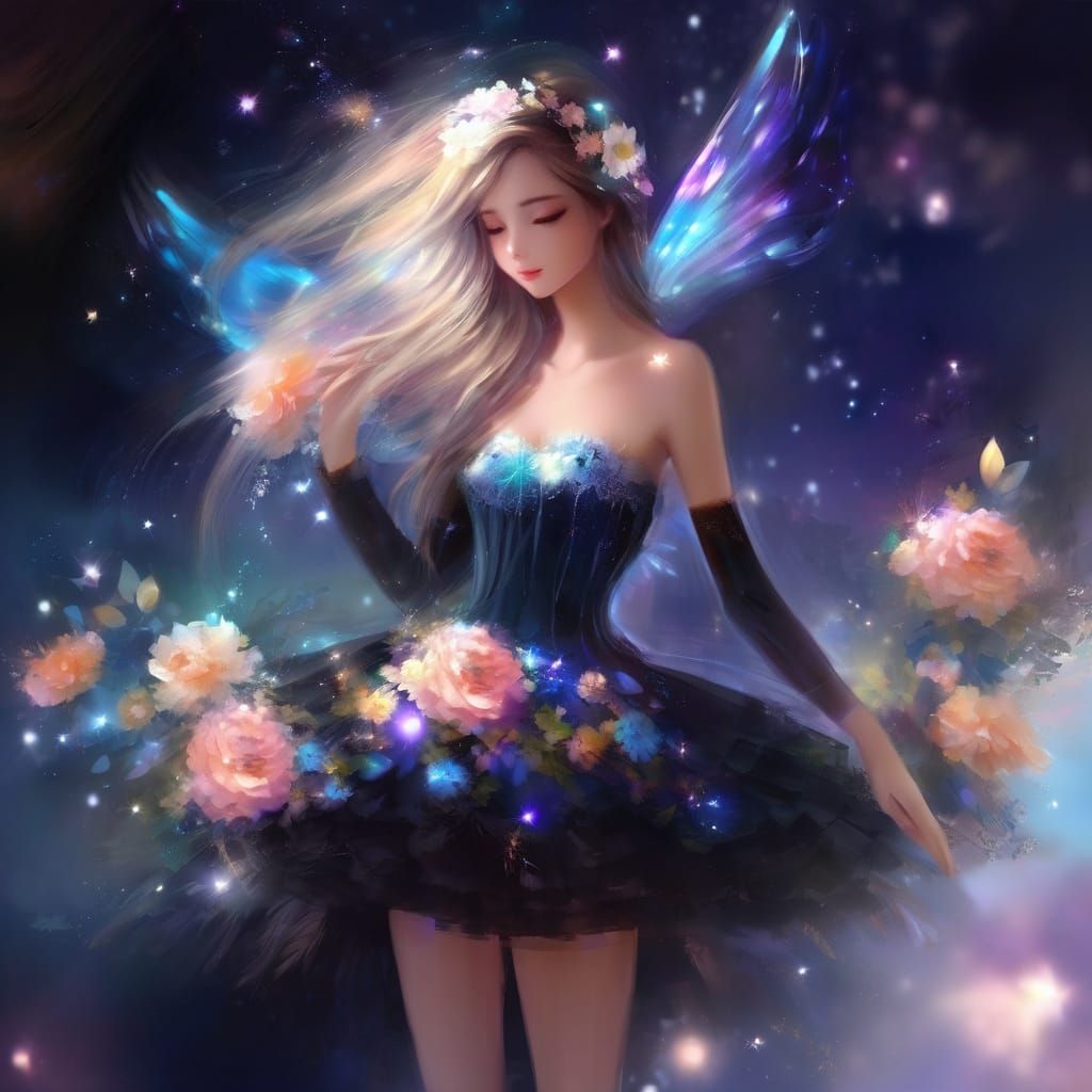 Surreal Couture Dress with Vibrant Floral Bandeau