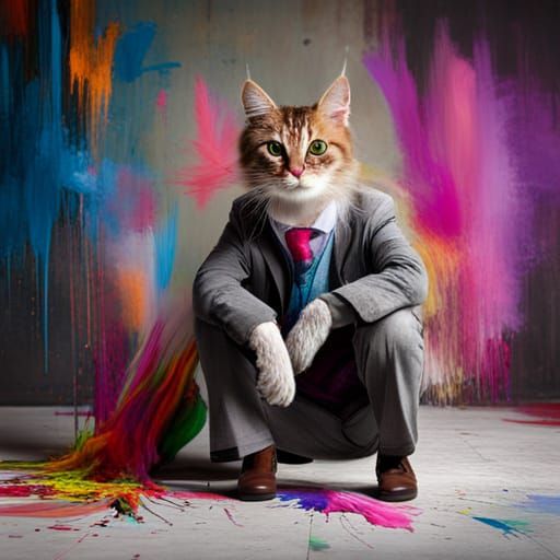 Paintsploding Cat (selfie)