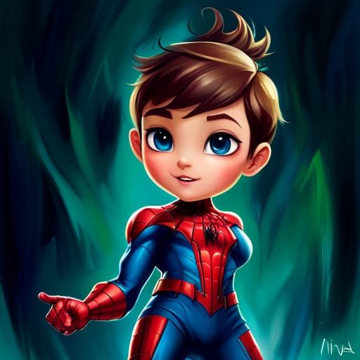 Adorable Chibi Spider-Man Splash Art in 8K