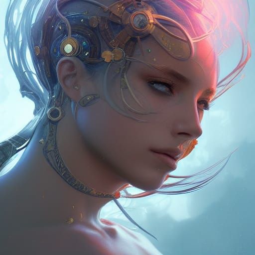 Aquarius Portrait in Art Nouveau Style