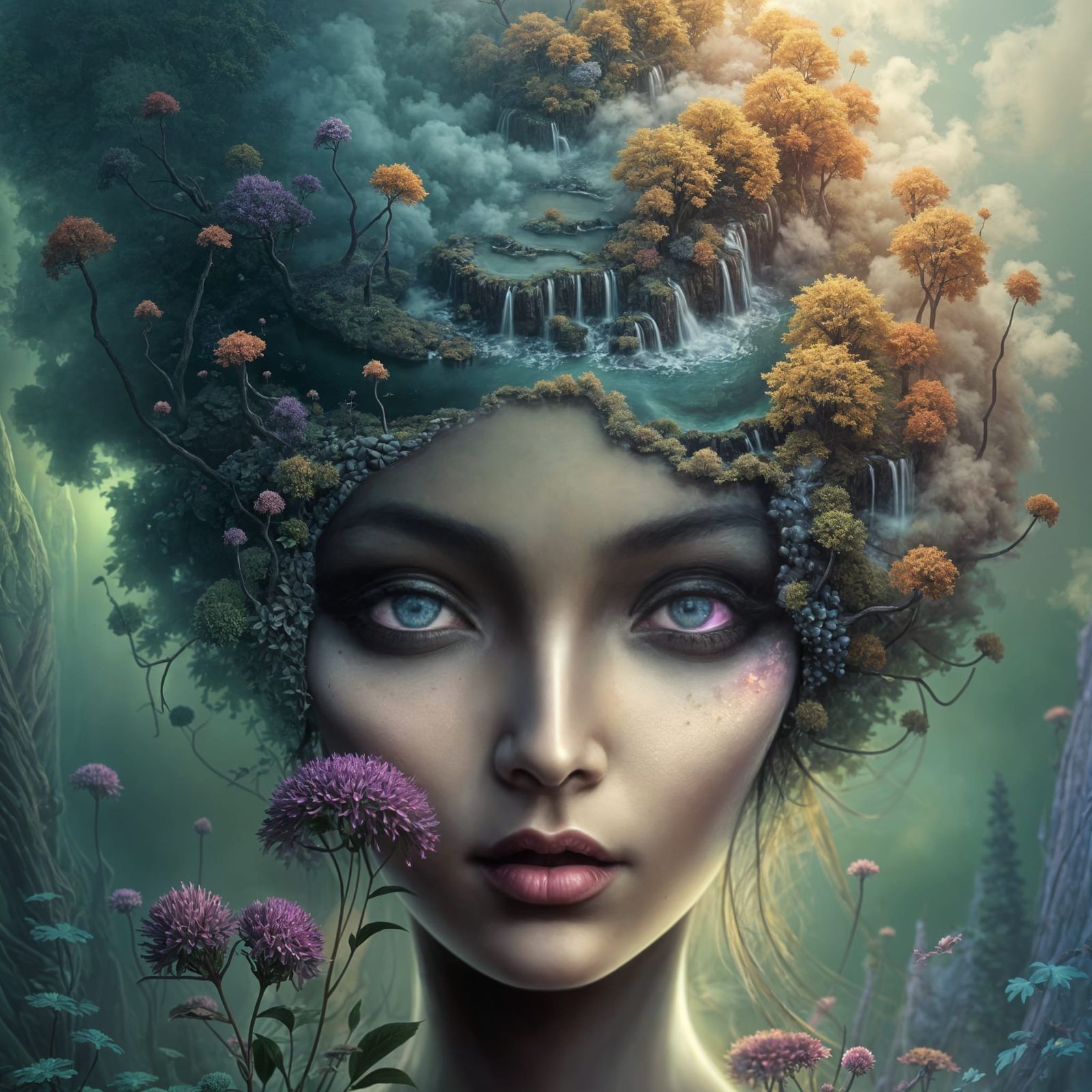 Fractal Waterfalls: A Stunning Digital Painting