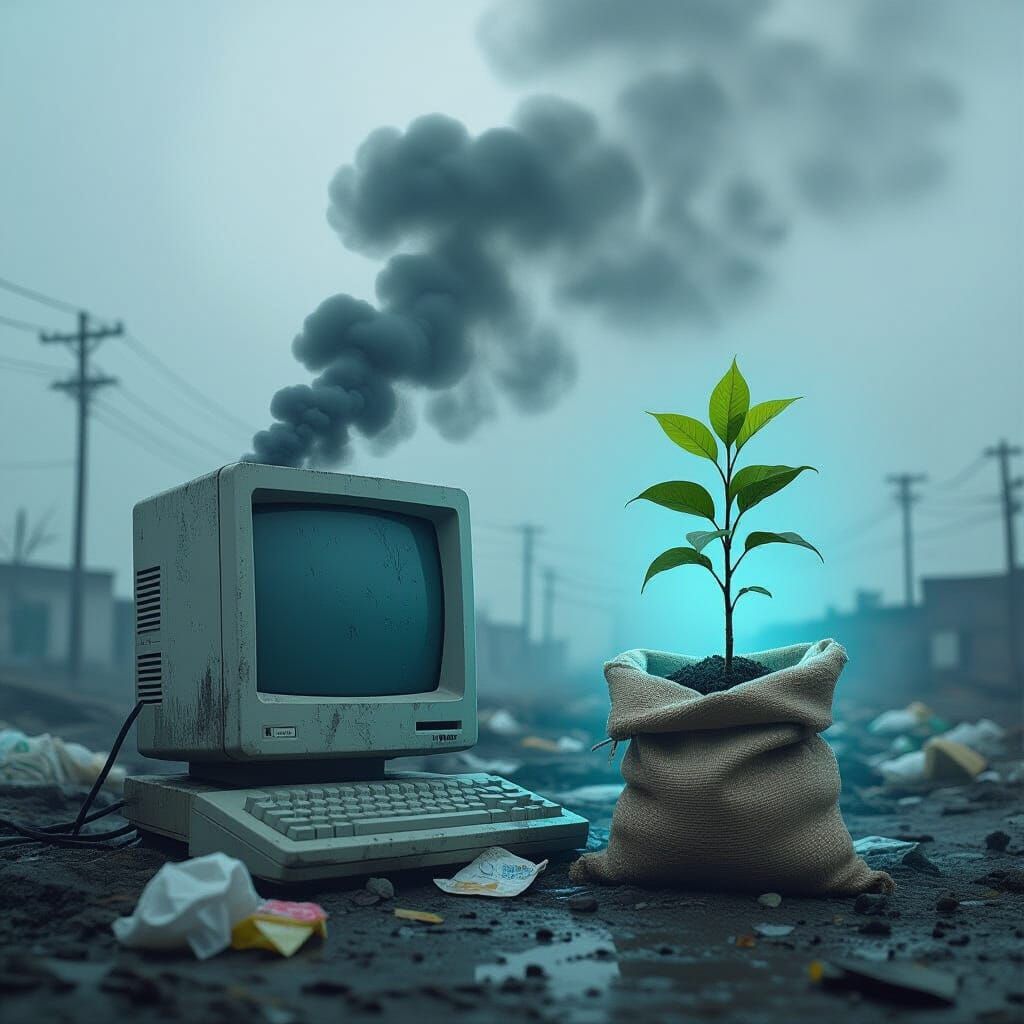 Hope Emerges From Pollution: A Sapling in a Grimy World