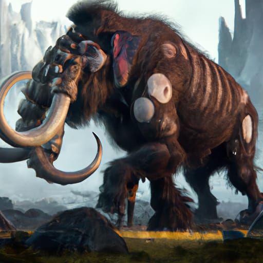 Woolly Mammoth and Rhino Hybrid Fantasy Concept Art