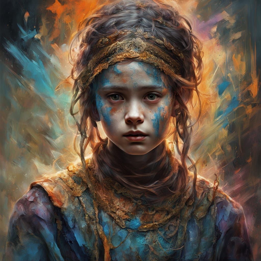 Whimsical Ghost Girl in Vibrant Oil Colors