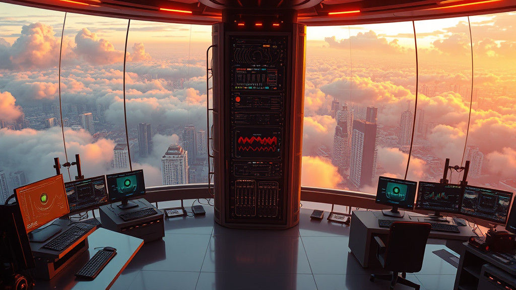 Futuristic Observatory Control Room in High-Tech 3D Renderin...