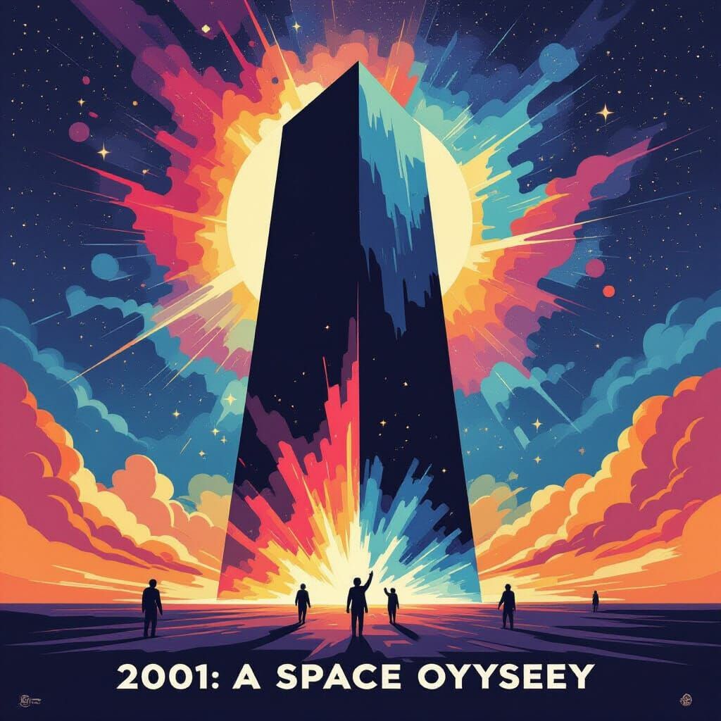2001: A Space Odyssey Poster: Abstract Monolith in Nebula
