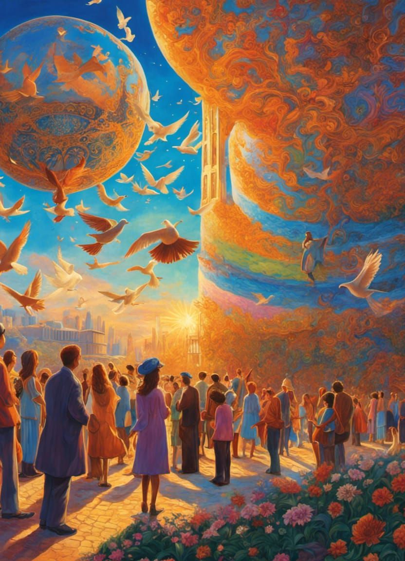 Global Peace Gathering at United Nations in Surreal Style