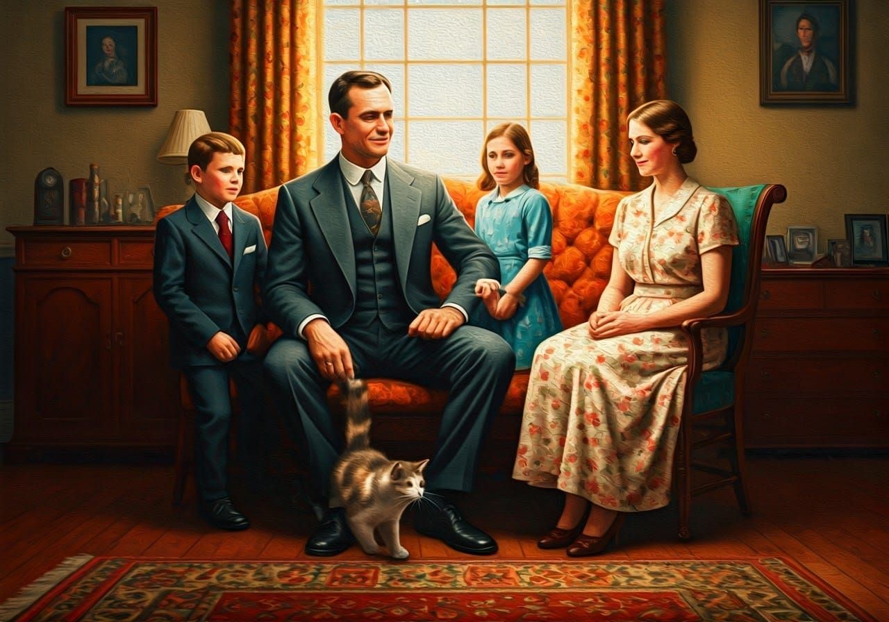 Humorous Family Portrait Inspired by Norman Rockwell