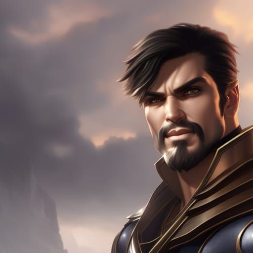 Hyper Masculine Man Portrait in Digital Art Style