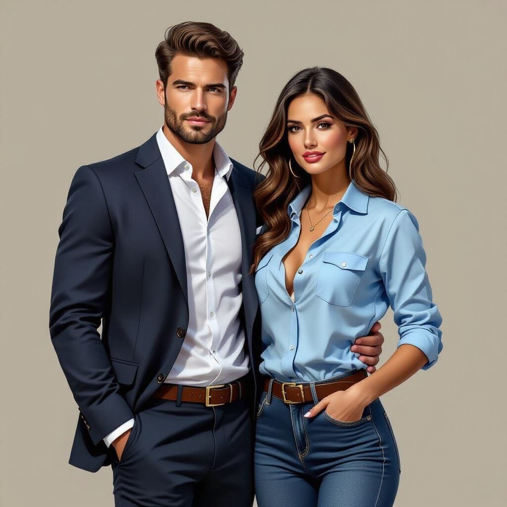 Noir-Inspired Image of Stylish Couple with Revolvers