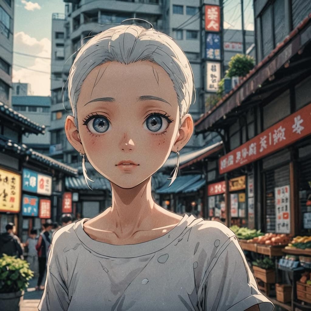 Anime Girl Illustration in Flat Comic Style