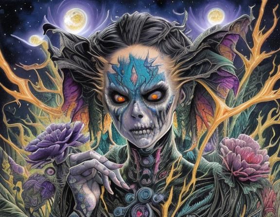 Strange Creature with Android Eyes in Watercolor Style