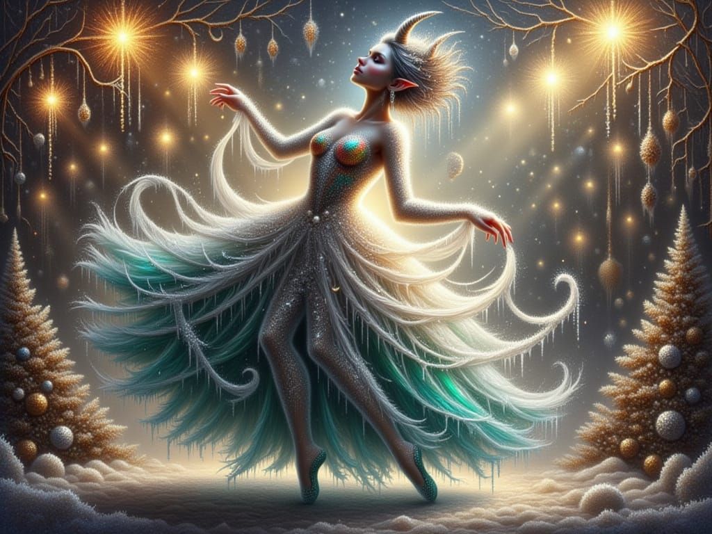 Devilish Ballerina on Stage in Nutcracker Style