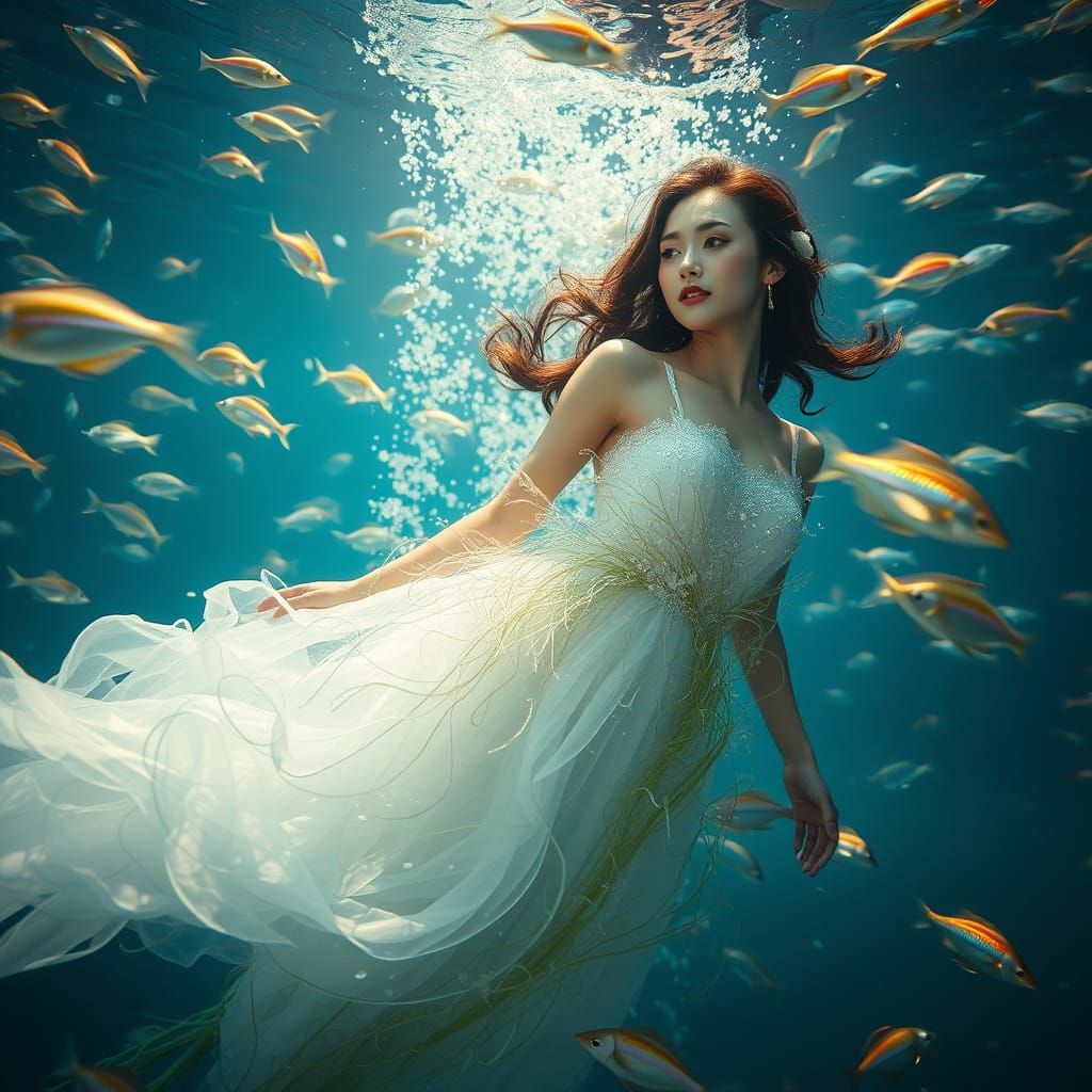 Underwater Goddess in Shimmering Seaweed