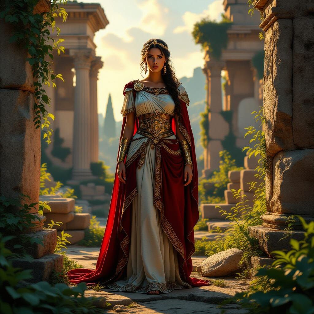 Roman Princess in Ancient Ruins: Matte Painting