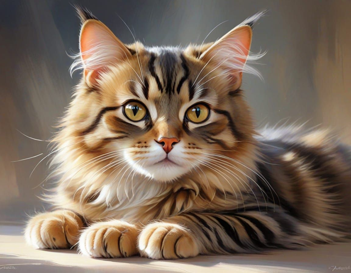 Cute Tabby Cat in Razumovskaya Style