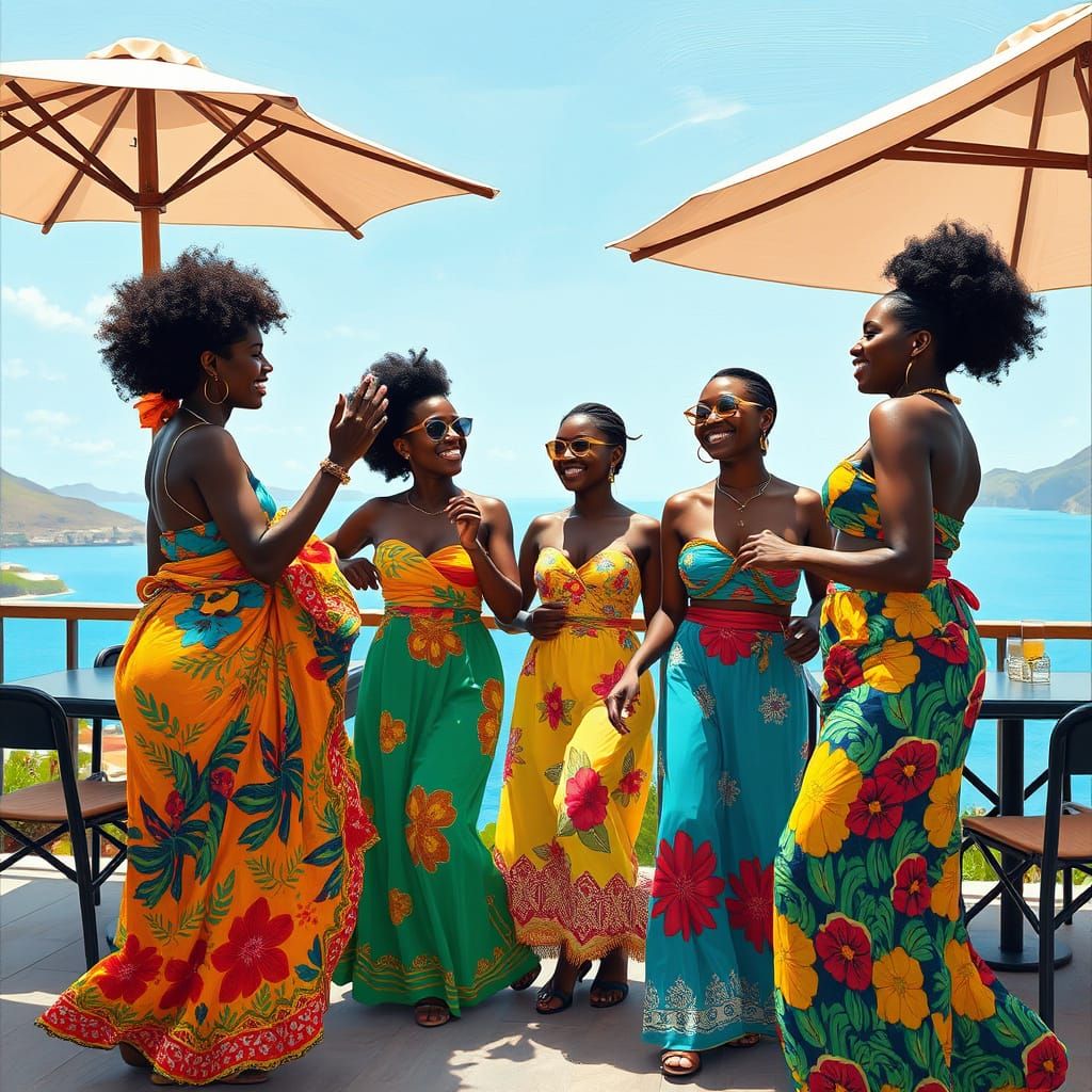 Vibrant Sarongs Dance on Ibiza's Sunny Terrace