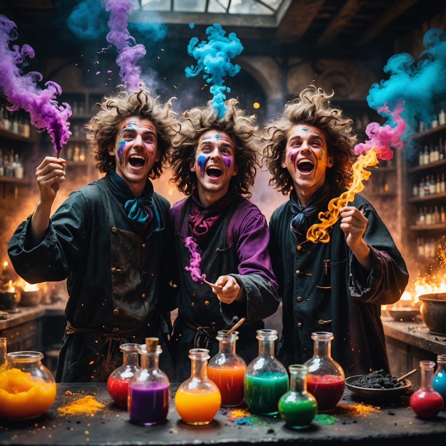 Wizard Students' Humorous Potion Mishap