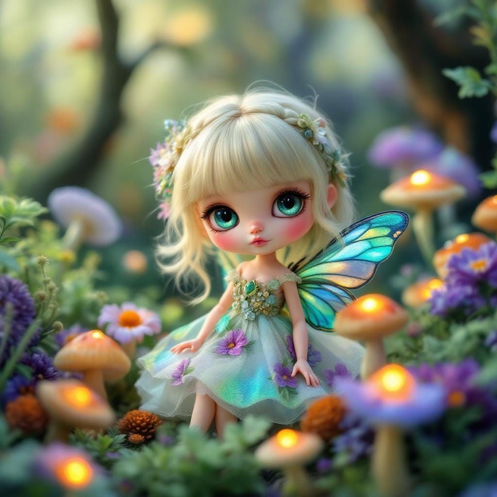 Blythe Doll with Heterochromia in Secret Garden
