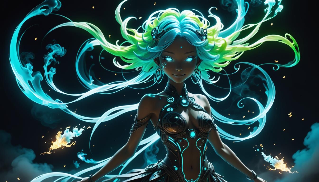 Smoke Sylph in Air Cosmos with Neon Hair