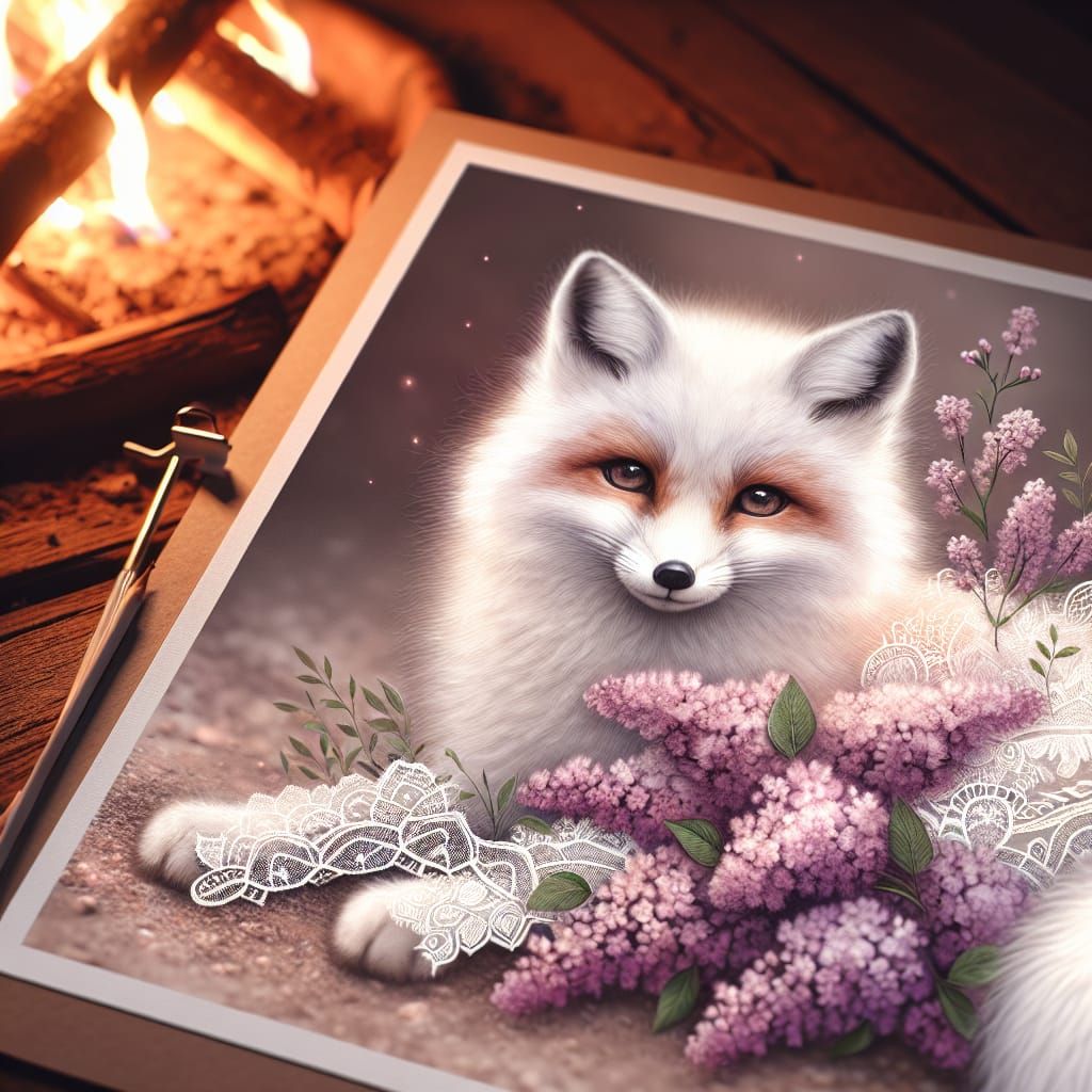 Whimsical Fox by Campfire