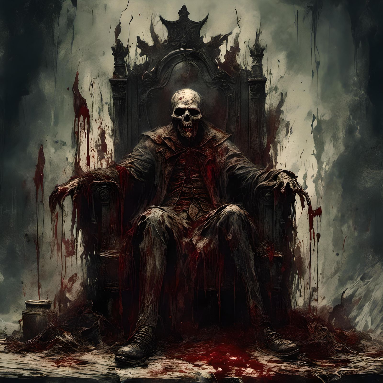 Zombie King on Throne in Creepy Magazine Style