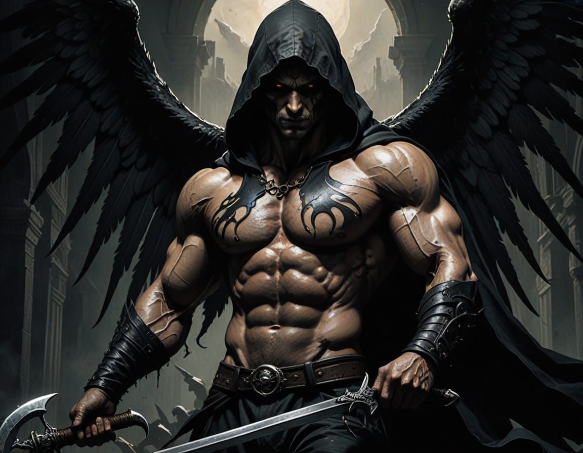 Majestic Angel of Death in Gothic Art Style