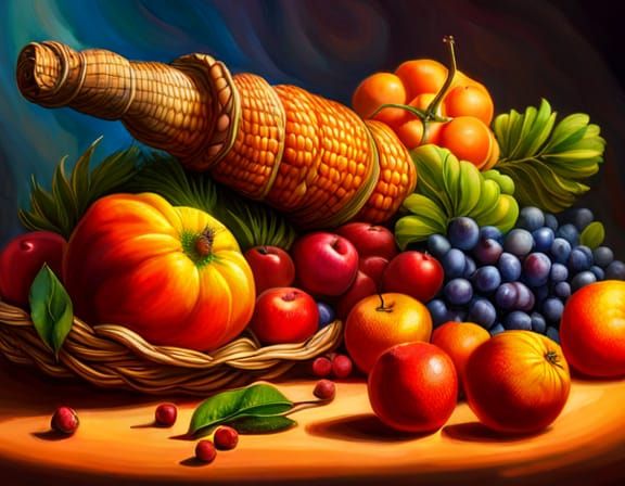 Hyperrealistic Still Life: Cornucopia of Fruit