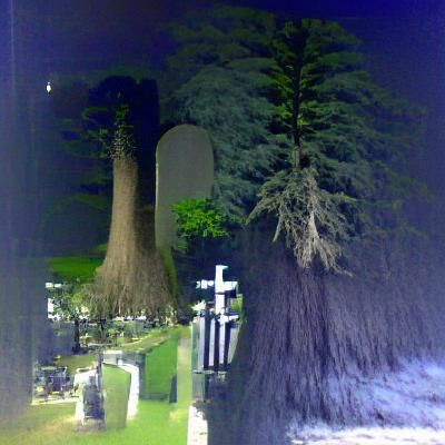 Dark Tree Beside Gravestone