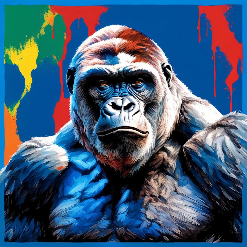 Extremely Muscular Gorilla Displaying Intense Emotion