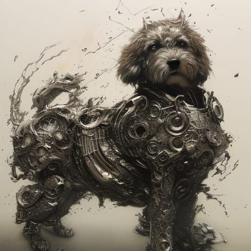 Intricate Floofy Dog Inspired by Epic Fantasy Art