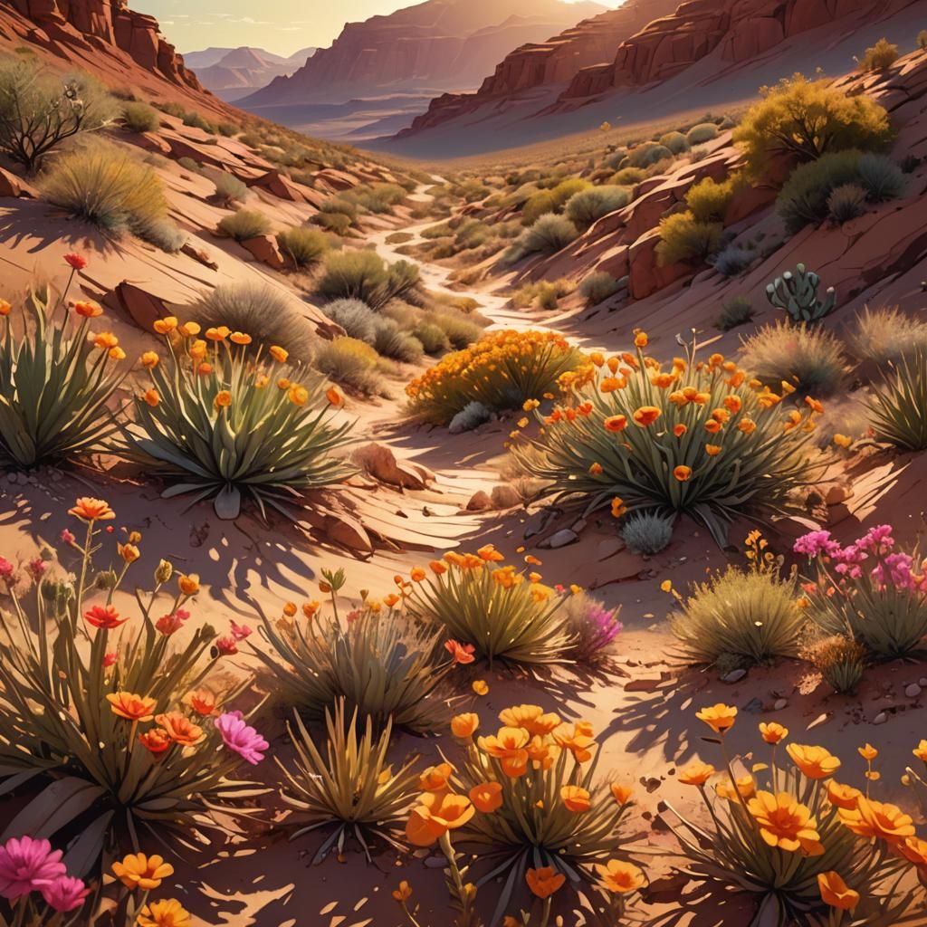 Arid Landscape Reborn in Golden Light