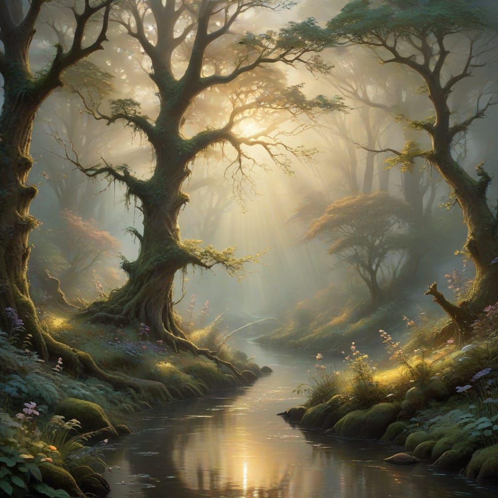 Golden Enchanted Forest Dreamscape
