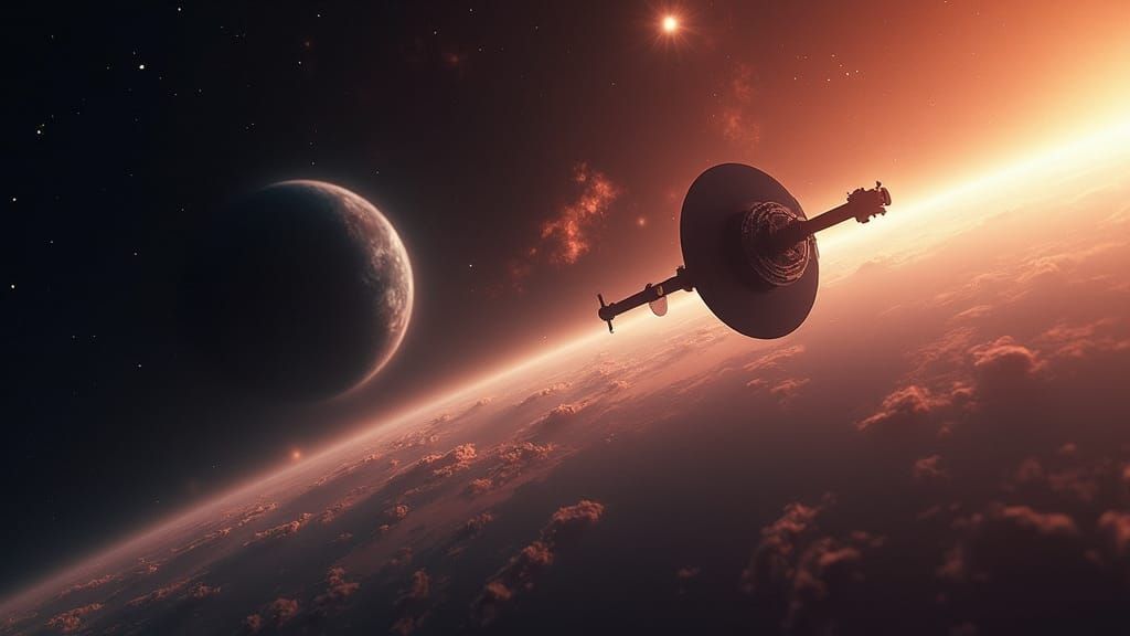 Voyager I Approaching a Black Hole in Digital Art