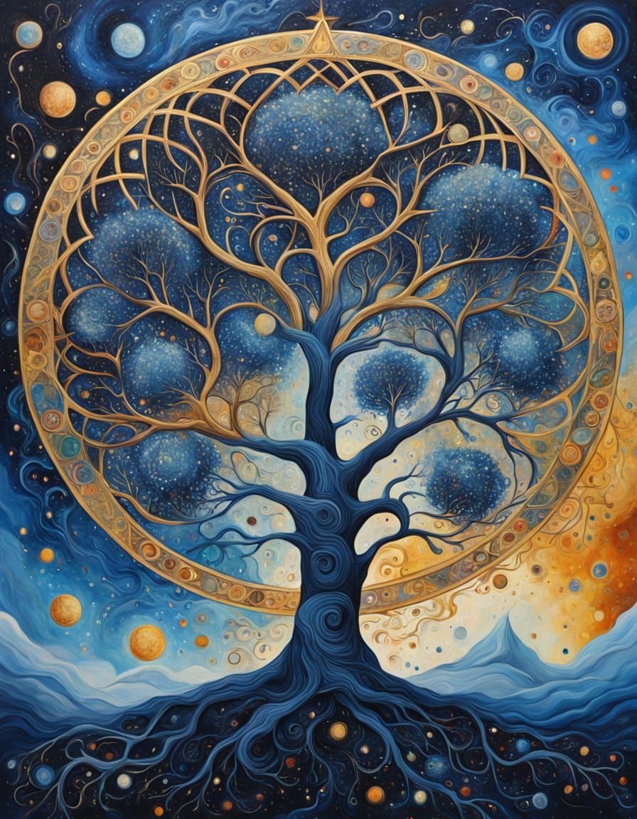 Kabbalah Tree of Life in Vivid Oil and Graphite