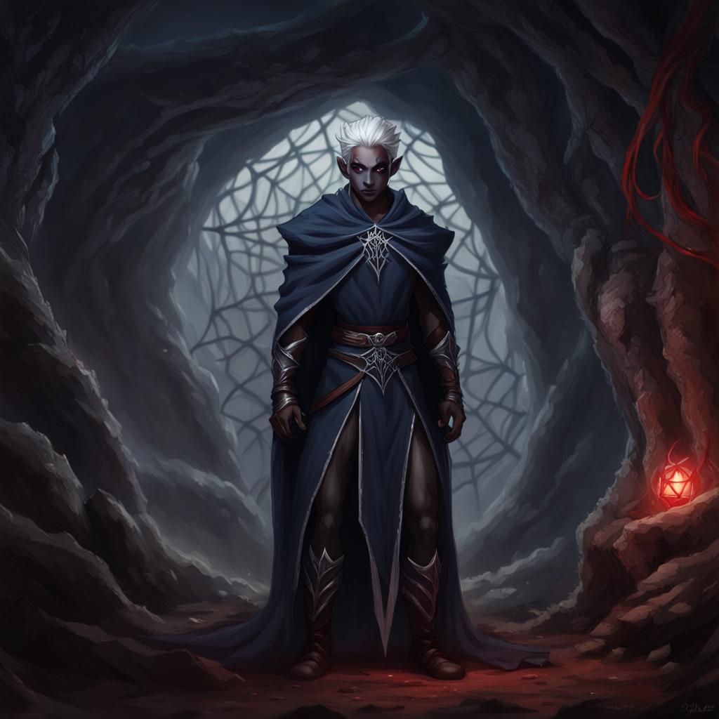 Drow Elf Druid in Spiderweb Cave