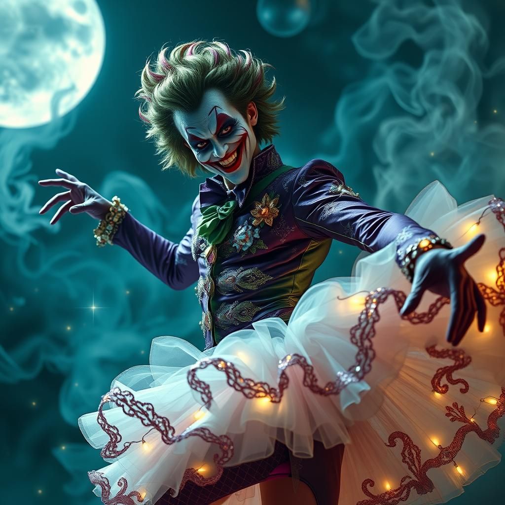 Joker Ballerina in Gothic Digital Art Style