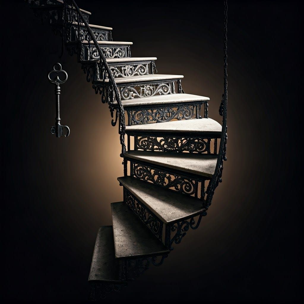 Ethereal Iron Staircase in Timeless Void