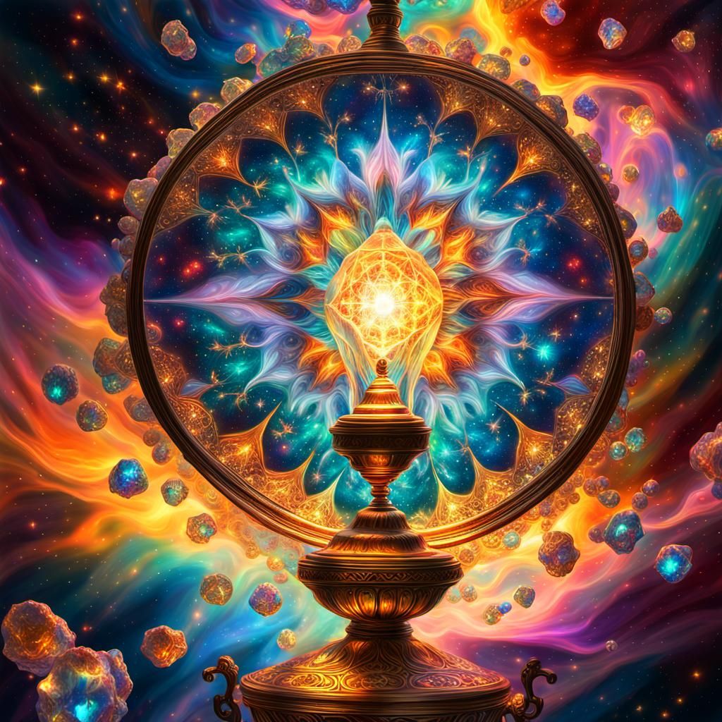 Ornate Crystal Lamp Radiating Vibrant Colors